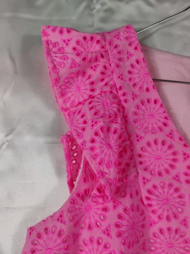 Lilly Pulitzer Tank Top Womens XL Eyelet Ruffle Sleeve Embroidered Floral Summer - Picture 3 of 11