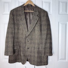 Jos A Bank Camel Hair Soft Tweed Blazer Men's 46L Gordon Check Plaid Two Button