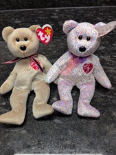 Lot Of 2 Ty Beanie Baby Signature Bears, 1999 And 2001 Plush Retired