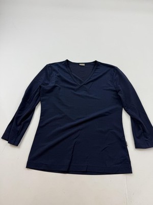 Casall Shirt Womens Large Blue Long Sleeve V Neck Lightweight Stretch Athletic