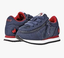 BILLY Footwear Billy Jogger Shoes, Kids Size 3M, Navy/ Red, Zipper On Side