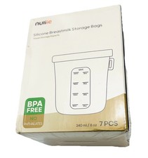 Nuliie -7 Pcs Silicone Breastmilk Storage Bags Reusable, 8oz New