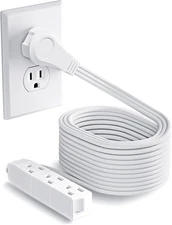 Kasonic 25FT Flat Plug Extension Cord, 3 Outlet 16/3 UL Listed Power Strip