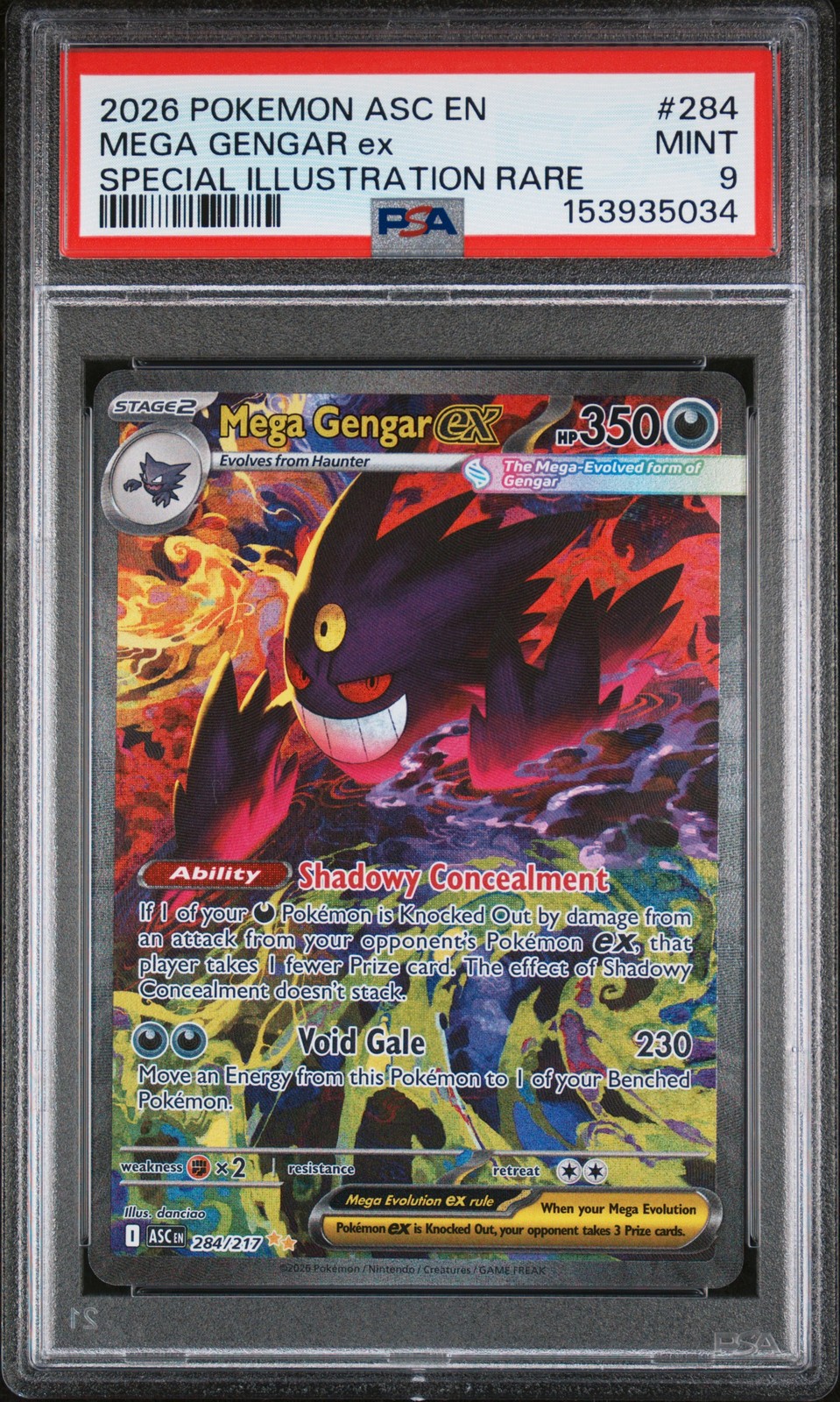 2026 POKEMON ASC EN-ASCENDED HEROES #284 MEGA GENGAR EX PSA 9