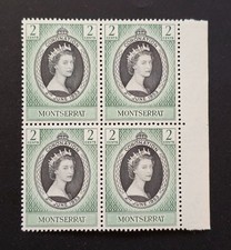 MONTSERRAT 1953 Couronnement Elizabeth Sc 127. SG 136 QEII 2c BLOC de 4 comme neuf NH 1