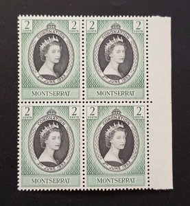 MONTSERRAT 1953 Elizabeth Coronation Sc 127. SG 136 QEII 2c BLOCK of 4 Mint NH 1