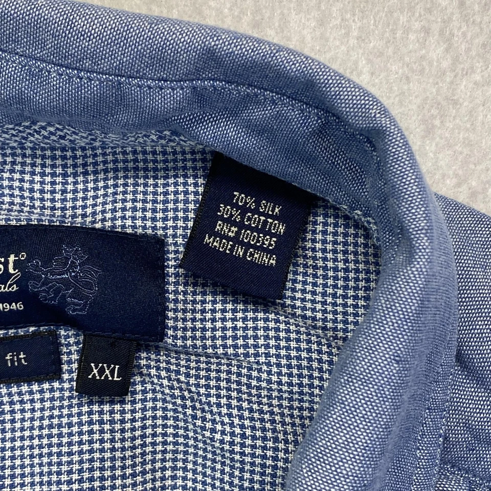 Camisa Nat Nast Original de Lujo Para Hombres XXL Azul Seda Algodón Pintuck Manga Larga Foto 3 de 4