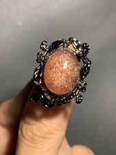 Natural Strawberry Crystal Vintage Balck Cooper  Ring/ Adjustable