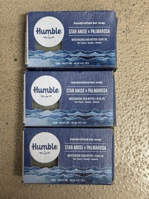 3x HUMBLE STAR ANISE & PALMAROSA MOISTURIZING SHEA BUTTER & OLIVE OIL SOAP BAR