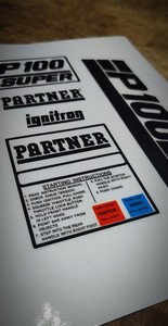 PARTNER P100 Super Aufkleber Set Motorsäge Kettensäge decal Sticker Chainsaw Old