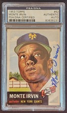 MONTE IRVIN #62 1953 Topps Baseball PSA/DNA AUTO AUTHENTIC GIANTS