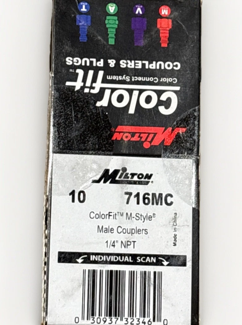 Milton COLORFIT Couplers (M-STYLE, Red) - 1/4" NPT Male (Box of 10) photo 4