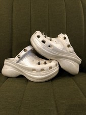 Crocs Bae White Glitter Spike Stud Clogs 7
