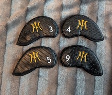 Miura Golf Head Covers Black Honeycomb Magnetic Monogram Gold Embroidery 3 4 5 9