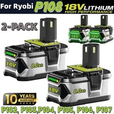 2PACK 18V 8.0Ah For RYOBI P108 One Plus High Capacity LED Battery Lithium-Ion