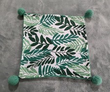 Cloud Island 2020 Lovey Security Blanket Green Leaf Print Gauze Sherpa Pom Poms