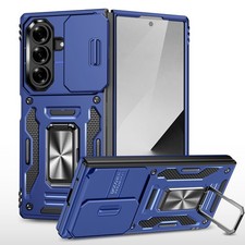 For Samsung Galaxy Z Fold 7/6/5 Shockproof PC Slide Lens Cover Ring Stand Case