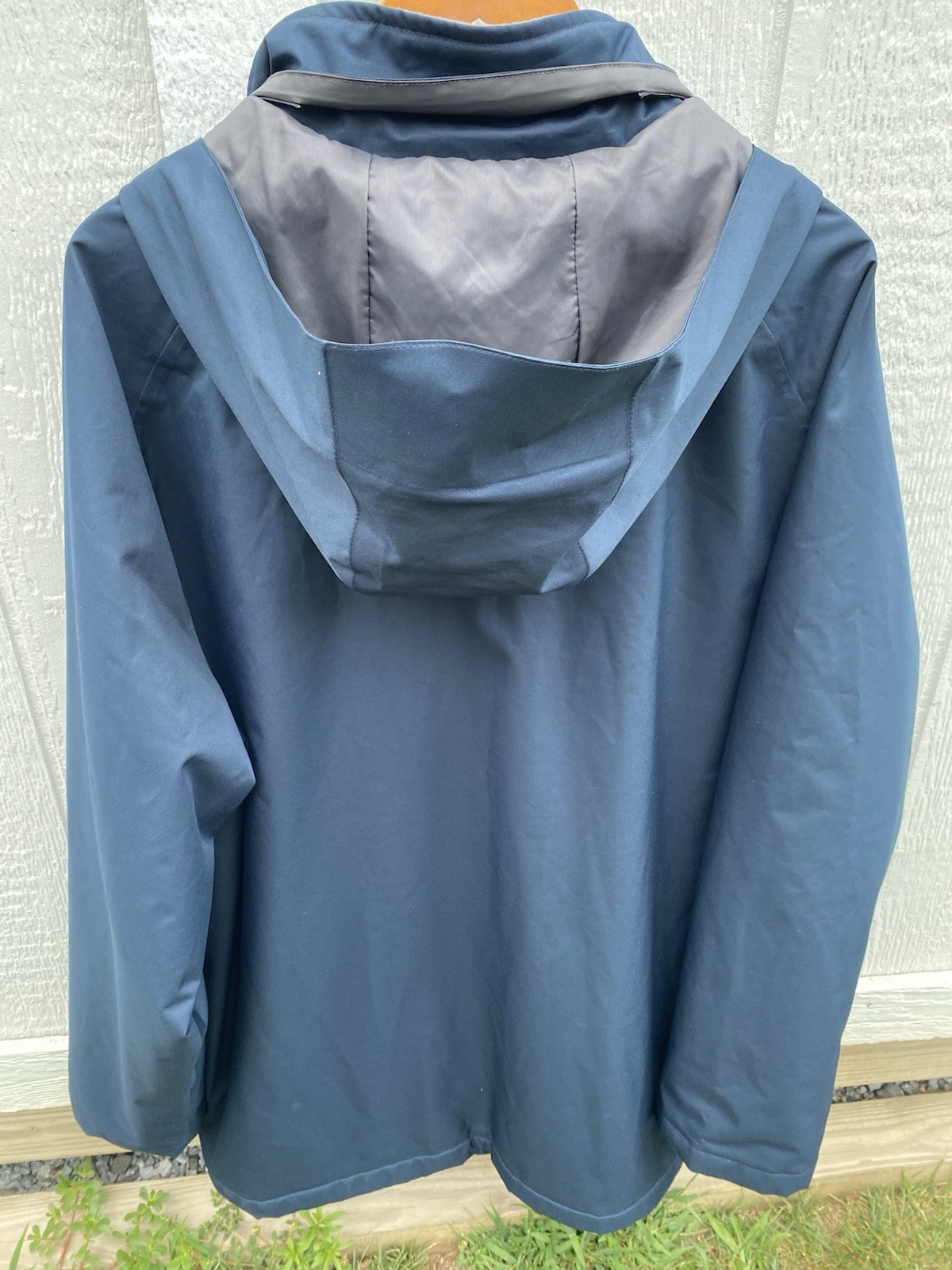 Orvis Men's XL Blue Cascade Bone-Dry Hooded Parka with Gray Fleece Lining