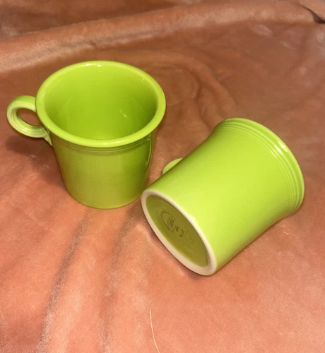 Green Fiesta Ware Mug Lot of 2 Retired Ring Handle Lime Green Chartreuse Z6