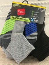 Hanes Boys' M 9-2.5 Performance X-Temp Ankle Socks 10 pack  Mixed Colors New