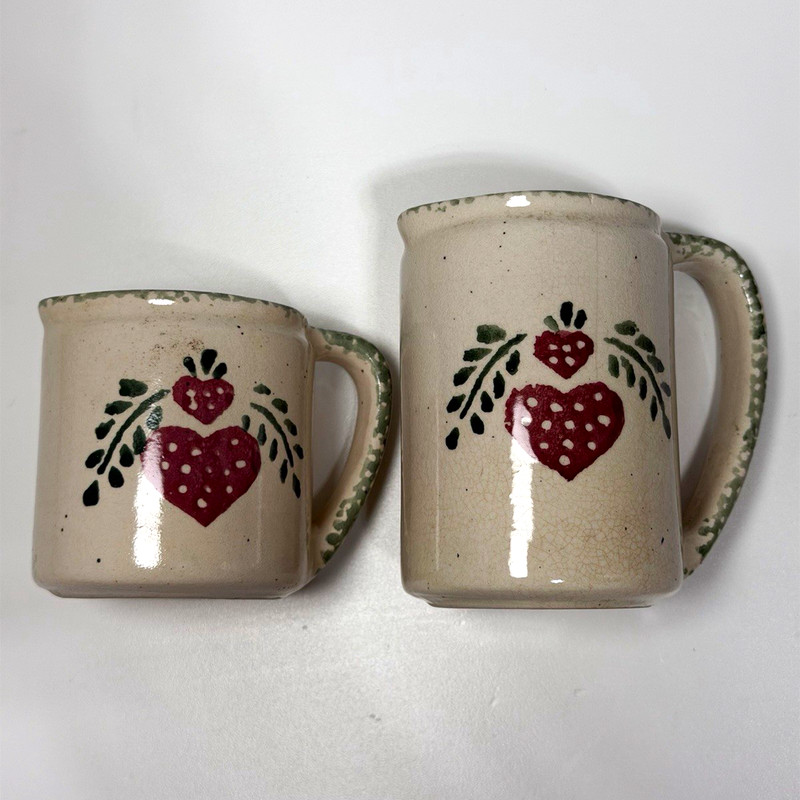 Ceramic Strawberry Measuring Cup Set 2pc 1/2 & 3/4 Cup With Handles
