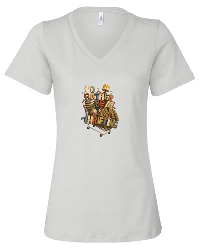 I'D Rather Be Thrifting - Illustrated Women's Graphic V-Neck Tee Transfer Thread