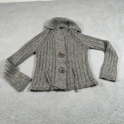 Babette Ballinger Sweater Womens Medium Gray Ribbed Mohair Cardigan Buttons