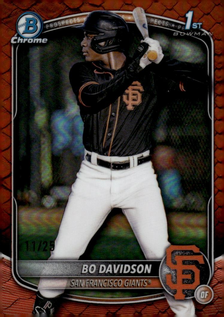 2025 Bowman Chrome Prospects Orange Reptilian Refractors Bo Davidson 1st 11/25