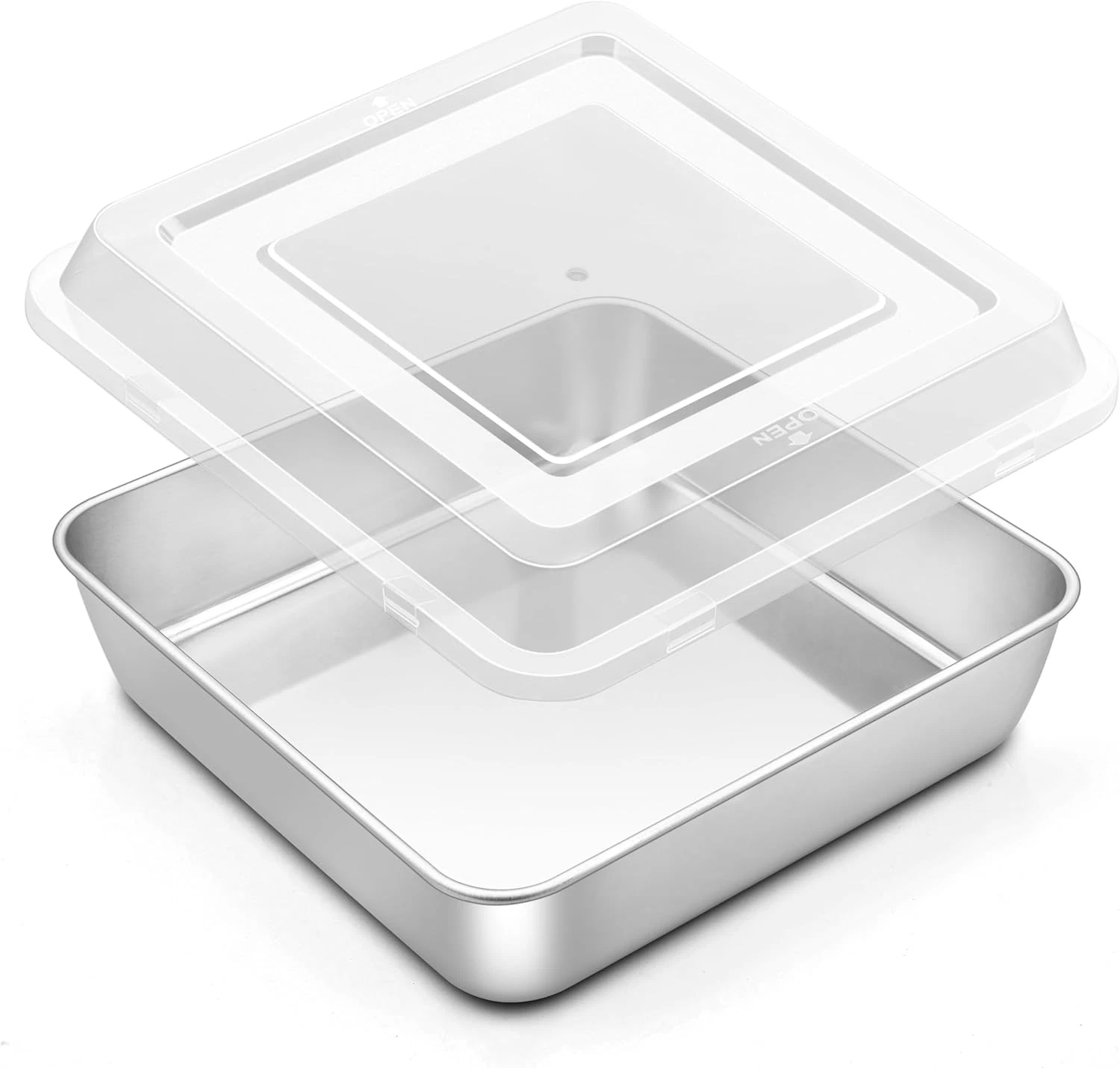 9X9 Inch Square Cake Brownie Baking Pan with Lid, Stainless Steel Lasagna Pan