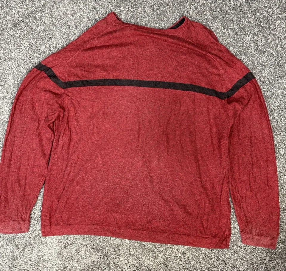 Suéter Northern Isles Seda Cachemira Rojo Negro Rayas Pullover Un Defecto Talla XXL Foto 3 de 4