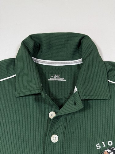 North Dakota Fighting Sioux Polo Shirt Mens Small Green Under Armour NCAA Logo - Picture 3 of 8