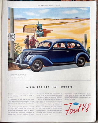 1937 magazine ad for Ford - Big car for small budgets, Ford ''60'' , grain field