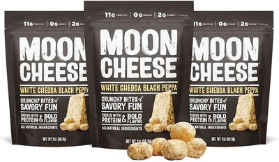 Moon Cheese Bites, White Chedda Black Peppa, 2-Ounce 3-Pack, 100% Real Cheese...