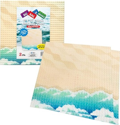 Ocean Beach Terrain Baseplates for Building Bricks Set of 2 Large 10 inx10''