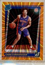 ✨🐲2021-22 Panini Donruss Rated Rookie ORANGE LASER Cade Cunningham #211 (RC)✨