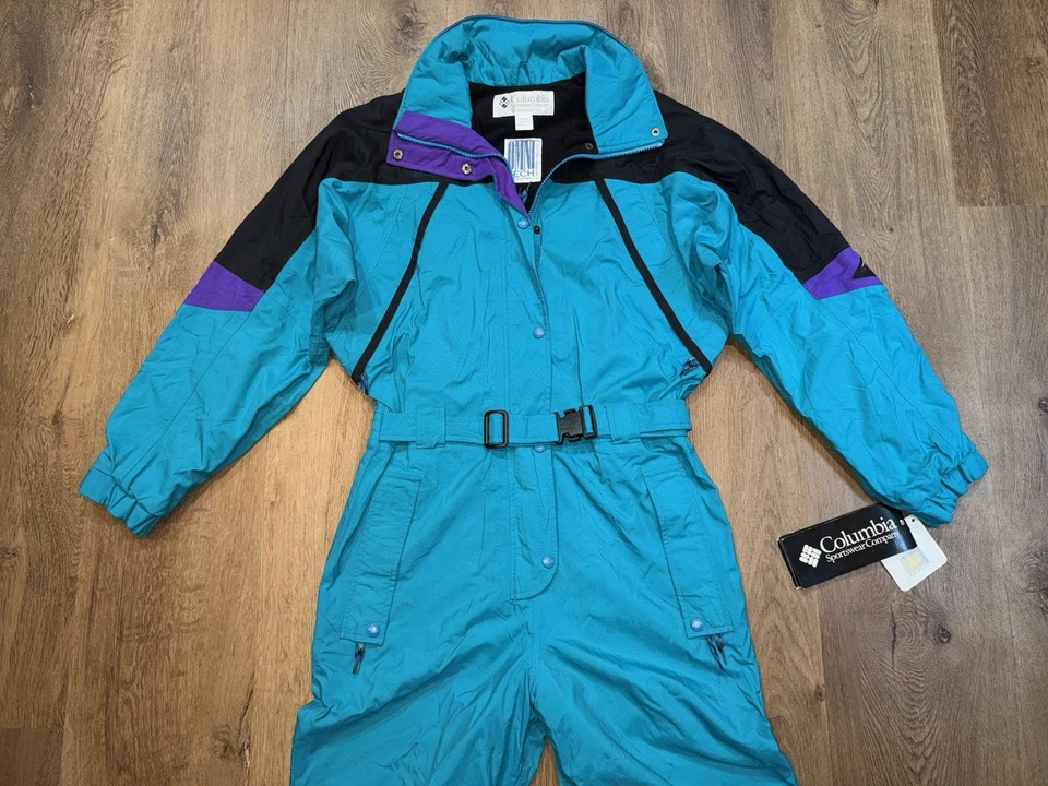 Columbia Ski Suit Womens One Piece Snowsuit Snow Bib Waterproof Vtg NOS Large - Image 4 of 4