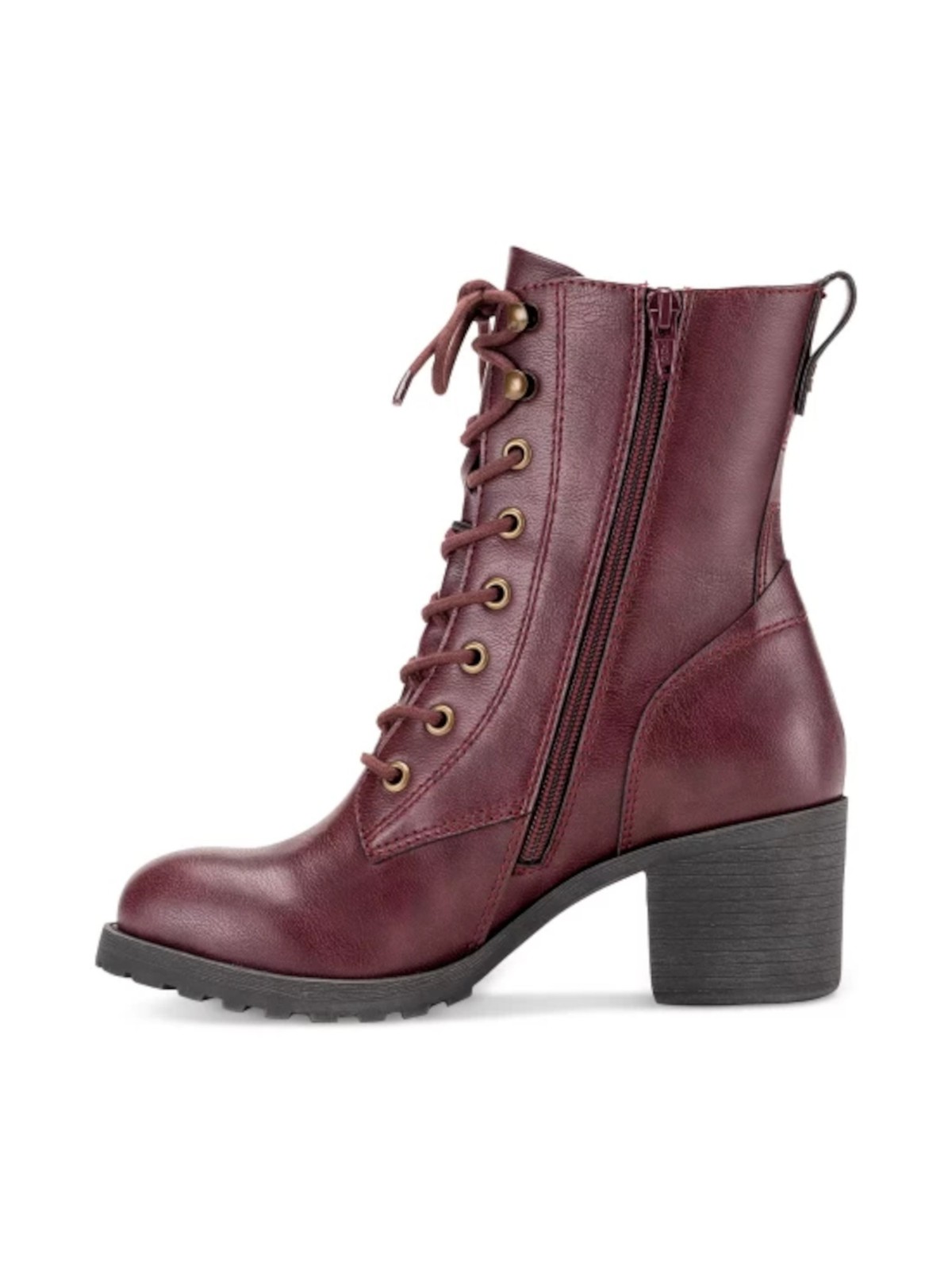 SUN STONE Womens Burgundy Lace Sloanie Round Toe Block Heel Hiking Boots 6 M 5790₽