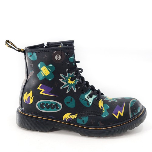 Bottes à lacets cuir imprimé autocollant DR. MARTENS Junior 1460 pointure 5 - Photo 4/10