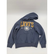 Levi  s Youth Small 8-10 Hoodie Blue Gray Fleece Pullover Logo Sweatshirt Boys