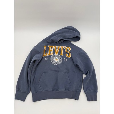 Levi s Youth Small 8-10 Hoodie Blue Gray Fleece Pullover Logo Sweatshirt Boys