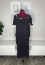 The Vermont Country Store Dress Women’s S Cotton Embroidered Gauze Muumuu