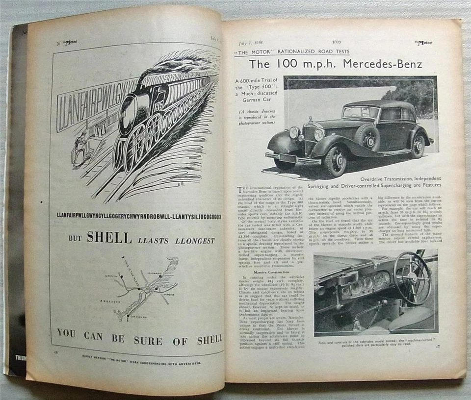 The MOTOR Magazine 7 Jul 1936 TRIUMPH PROGRAMME Mercedes Benz Type 500 Road Test - Image 4 of 4