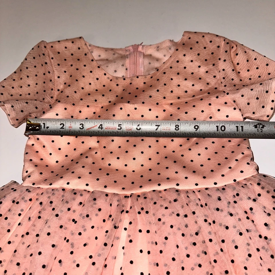 Vestido Trish Scully ROSA MELOCOTÓN Polkadot Tul Fiesta Niña Flor Talla 4T ALTO-BAJO 4 Foto 4 de 4