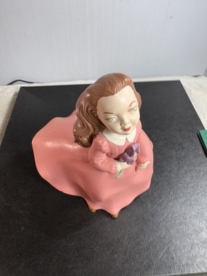 Holland Mold - Vintage Hand Painted Ceramic Pink Girl W/Flowers - Rare Beauty