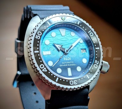 Automatic Solid TITANIUM TURTLE Mod Diver Watch 45mm SAPPHIRE Deep Sea Excellent