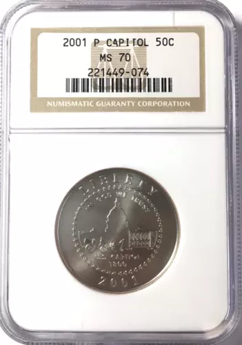 2001-P Capitol Visitor Center Half Dollar 50C NGC MS70 Commem Coin! Mint Luster!