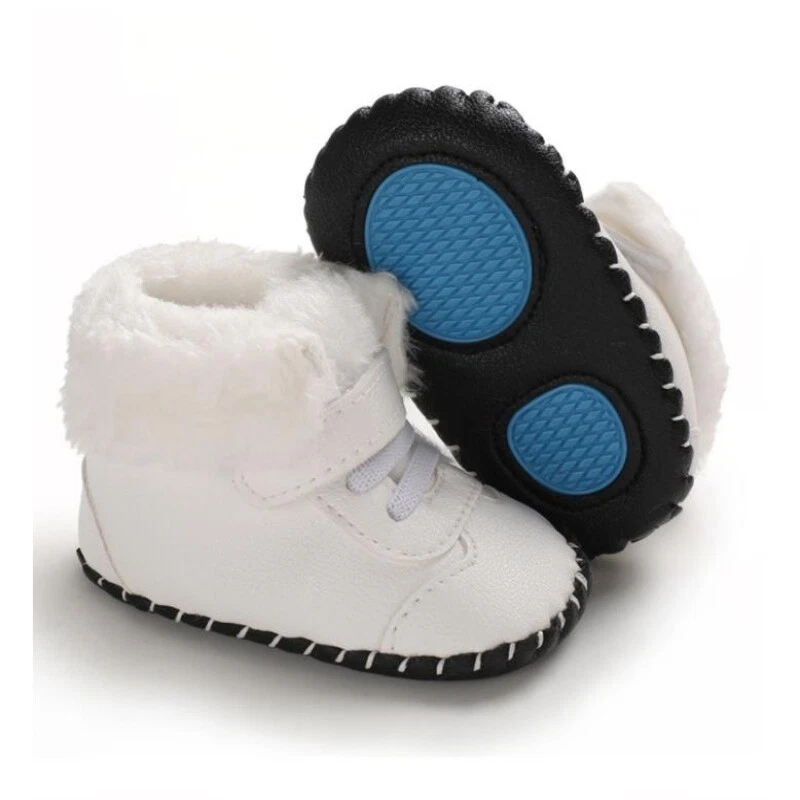 Recién Nacido Bebé Niñas Niños Forrados Cochecito Zapatos Infante Niño Antideslizantes Botas PreCaminante Foto 4 de 4