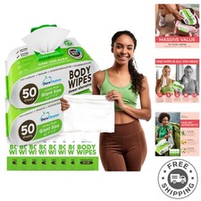 Body Wipes for Women, Extra Moist No Rinse Cleaning Bathing Wipes 2pk, 100 XL...