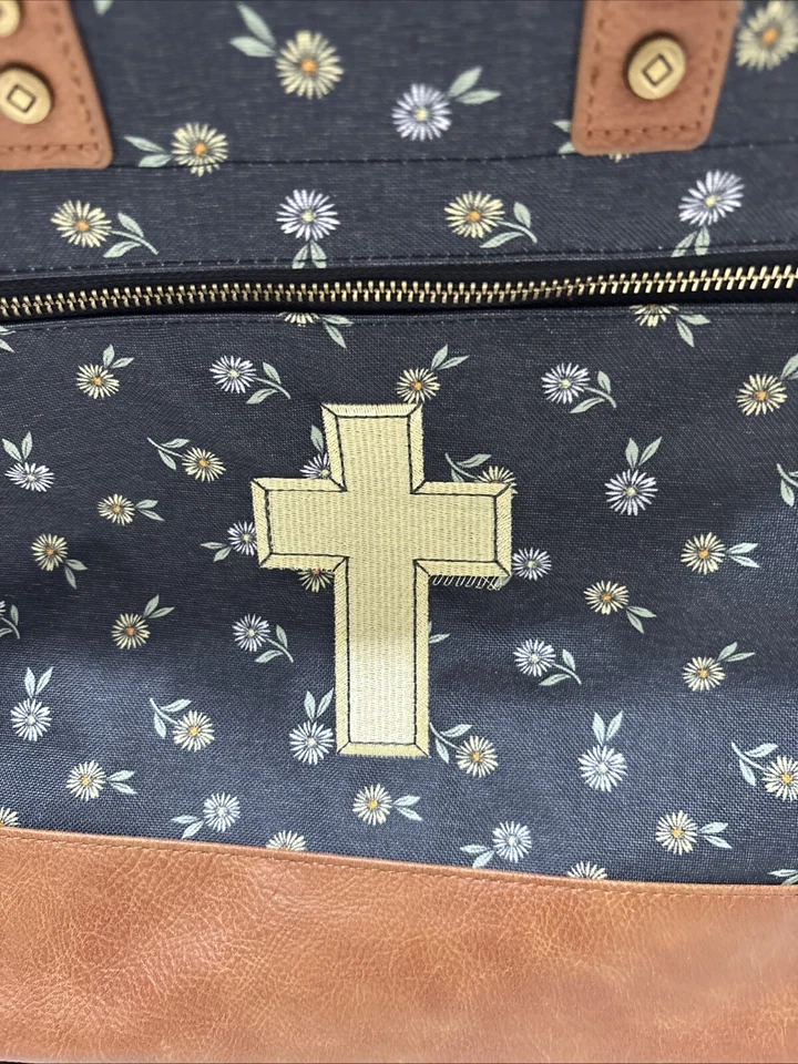 Сумка с короткими ручками Thirty-One Step Up карман для сотового телефона с цветочной вышивкой крестом снятая с производства - Изображение 4 из 4