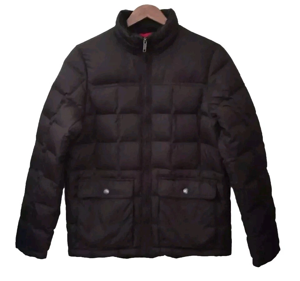 Lands End Goose Down Puffer Coat Mens Size S 34-36 Chocolate Brown Pockets